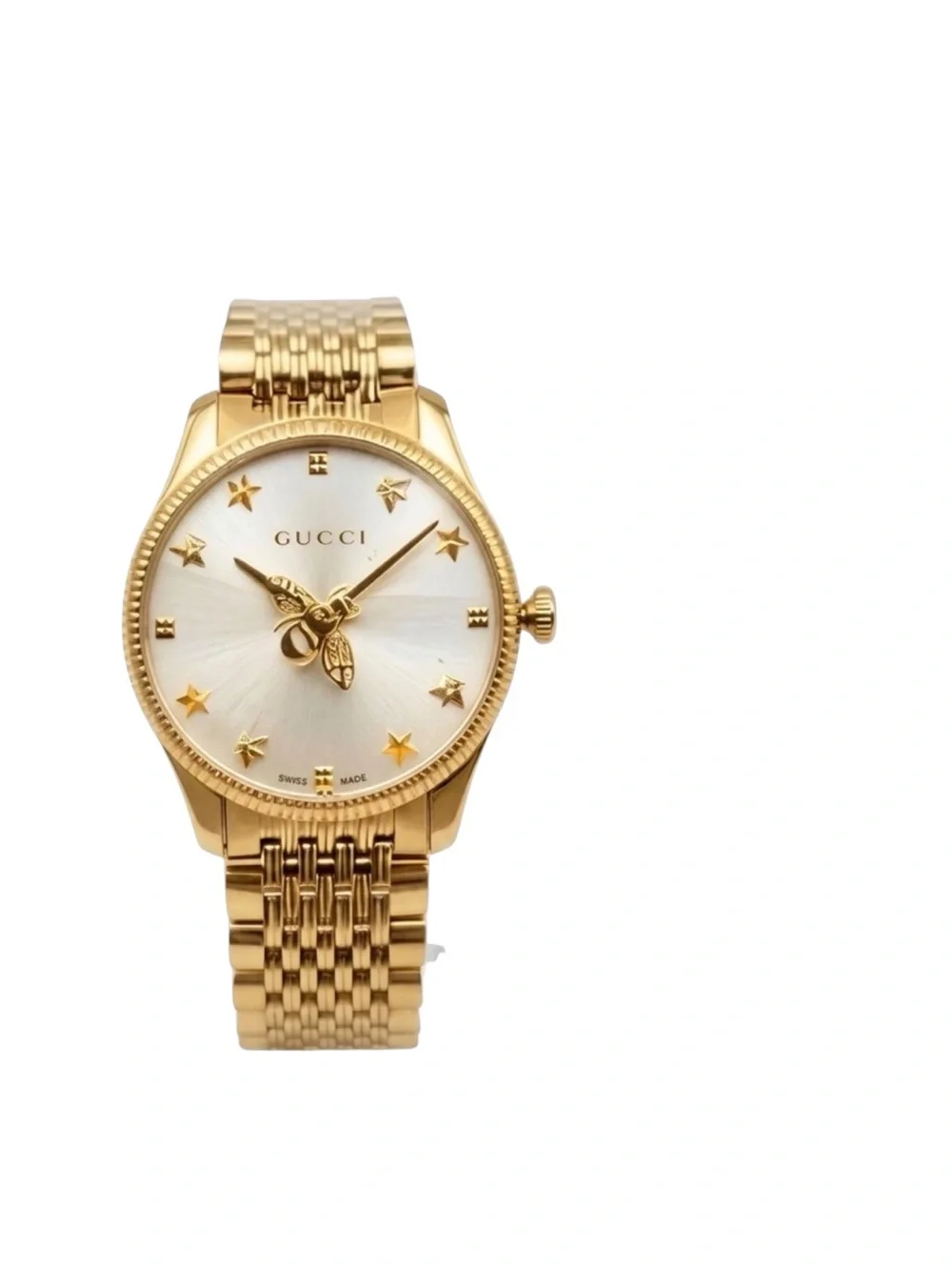 GUCCI G-Timeless Gold Steel Bee Star Dial Ladies Watch NWT YA1264155 Full Set